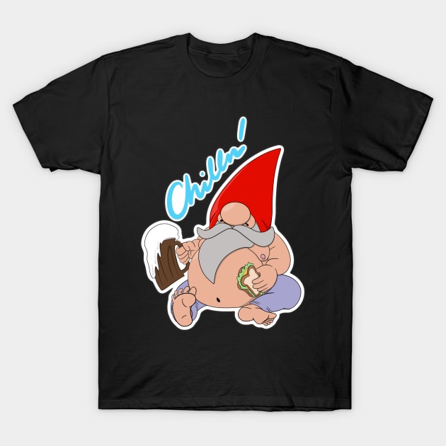 Chillin’ Gnome with Text T-Shirt by RA Art